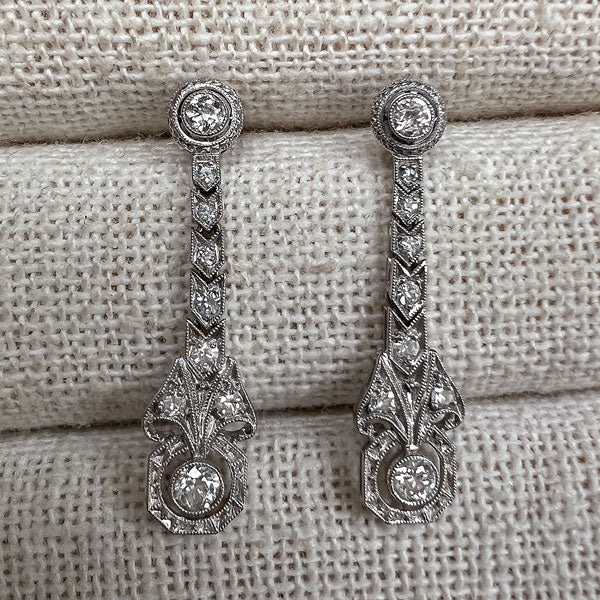 Art Deco Diamond Drop Earrings - Image 2