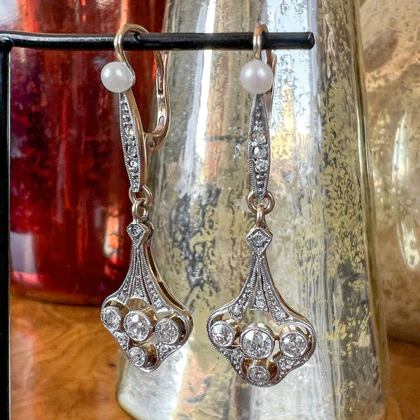 Art Deco Diamond Drop Earrings - Image 2