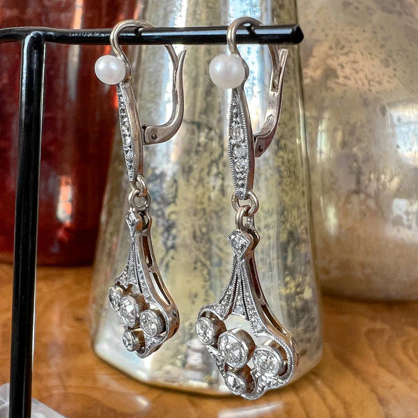Art Deco Diamond Drop Earrings - Image 3