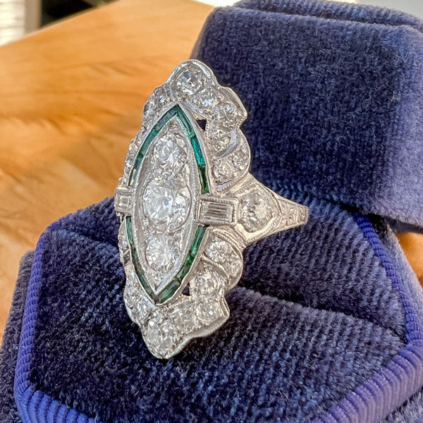 Art Deco Diamond & Emerald Dinner Ring - Image 2