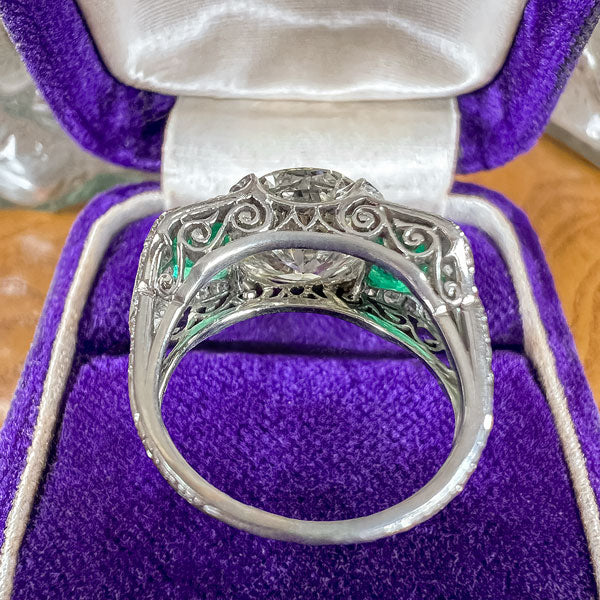 Art Deco Diamond & Emerald Engagement Ring, RBC 4.06ct. - Image 5
