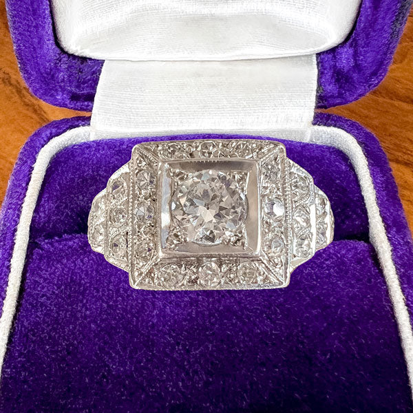 Art Deco Diamond Engagement Ring, Old Euro 0.25ct