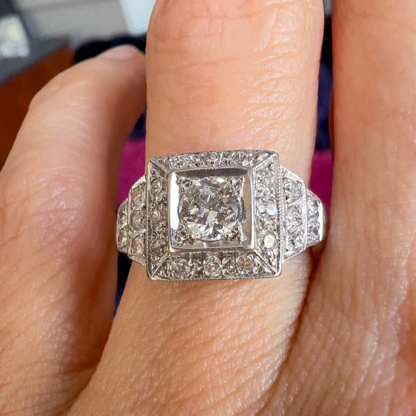 Art Deco Diamond Engagement Ring, Old Euro 0.25ct - Image 2
