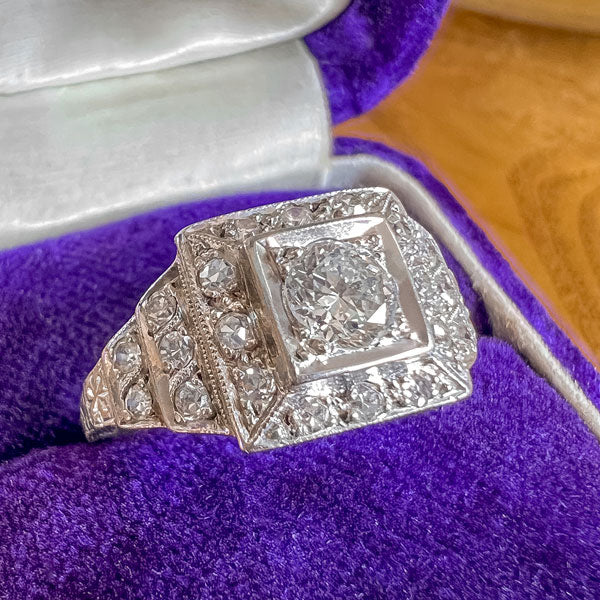 Art Deco Diamond Engagement Ring, Old Euro 0.25ct - Image 3