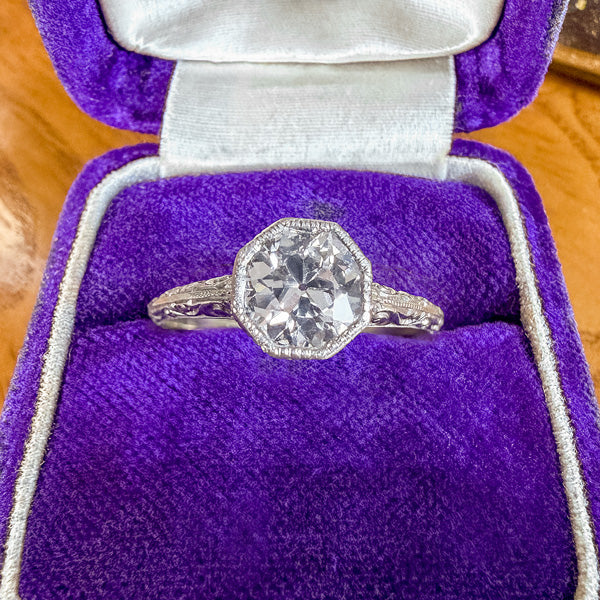 Art Deco Diamond Engagement Ring, Old Euro 0.96ct