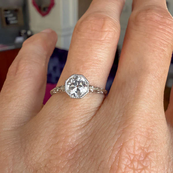 Art Deco Diamond Engagement Ring, Old Euro 0.96ct - Image 3