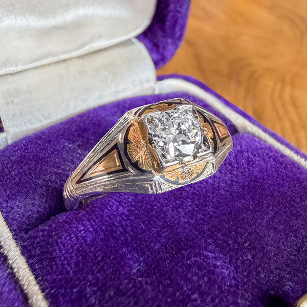 Art Deco Diamond Engagement Ring, RBC 0.25.