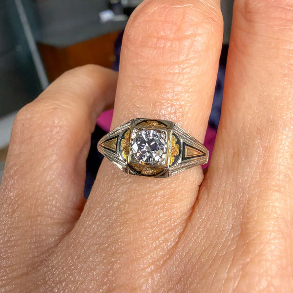 Art Deco Diamond Engagement Ring, RBC 0.25. - Image 2