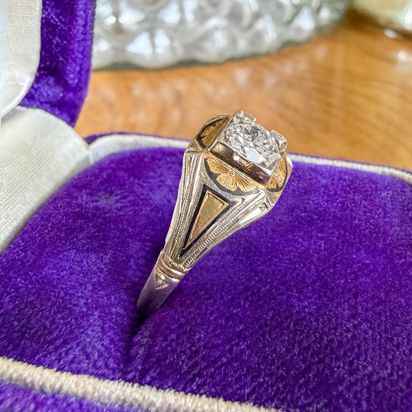 Art Deco Diamond Engagement Ring, RBC 0.25. - Image 3
