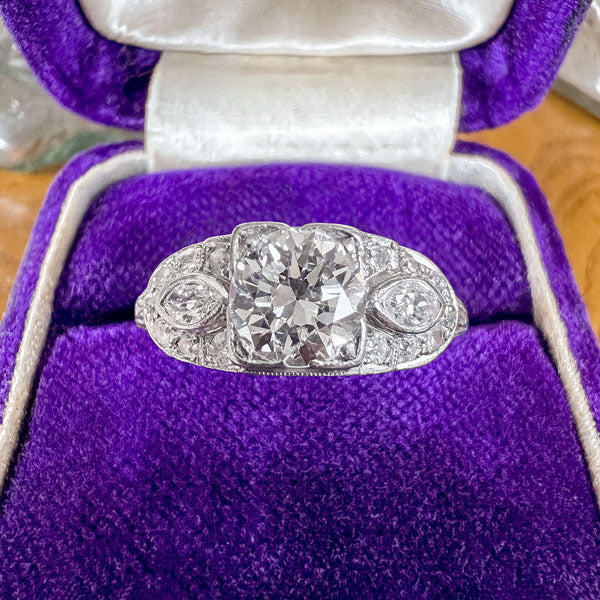 Art Deco Diamond Engagement Ring, RBC 0.90ct.