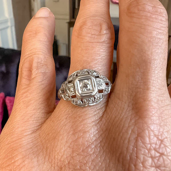 Art Deco Diamond Filigree Ring - Image 2