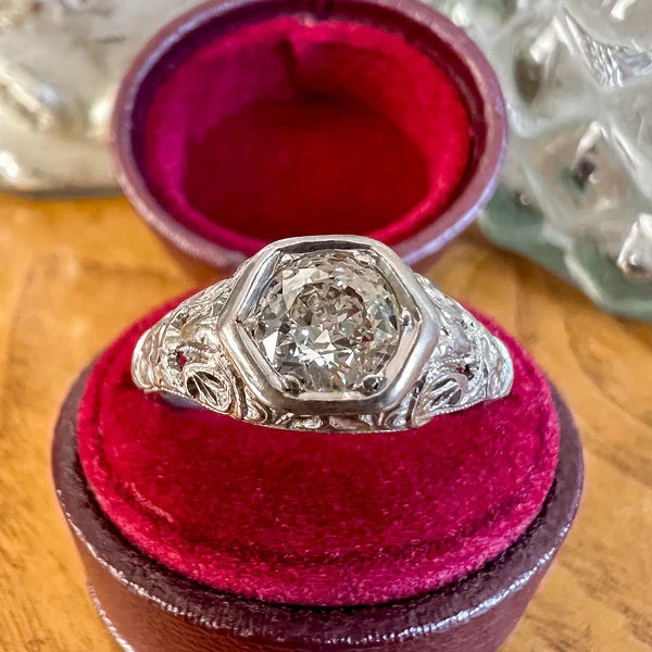 Art Deco Diamond Filigree Engagement Ring, TRB 0.50ct.