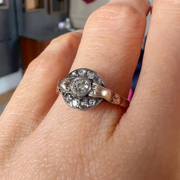 Art Deco Diamond Ring, Old Euro 0.15ct.
