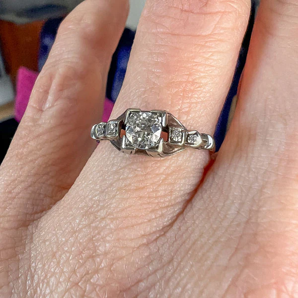 Art Deco Diamond Ring, Old Euro 0.25ct.