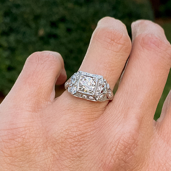 Art Deco Diamond Ring, Old Euro 0.85ct - Image 4