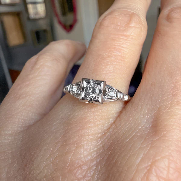 Art Deco Diamond Ring, RBC 0.15ct. - Image 3