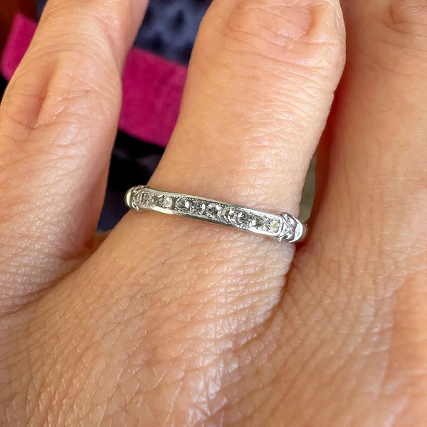 Art Deco Diamond Wedding Band Ring, Size 7 3/4 - Image 2