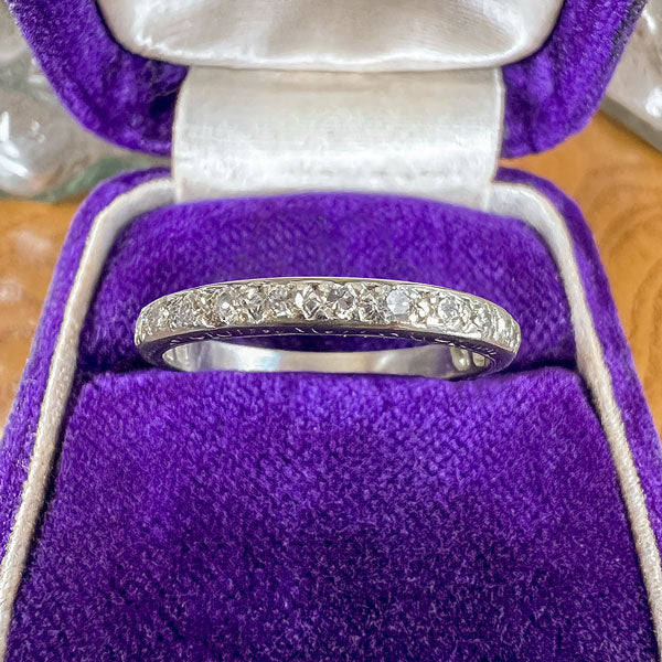 Art Deco Diamond Wedding Band Ring, Size 6 3/4