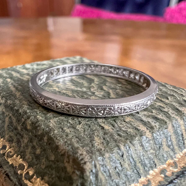 Art Deco Diamond Wedding Band Ring, Size 7 - Image 4