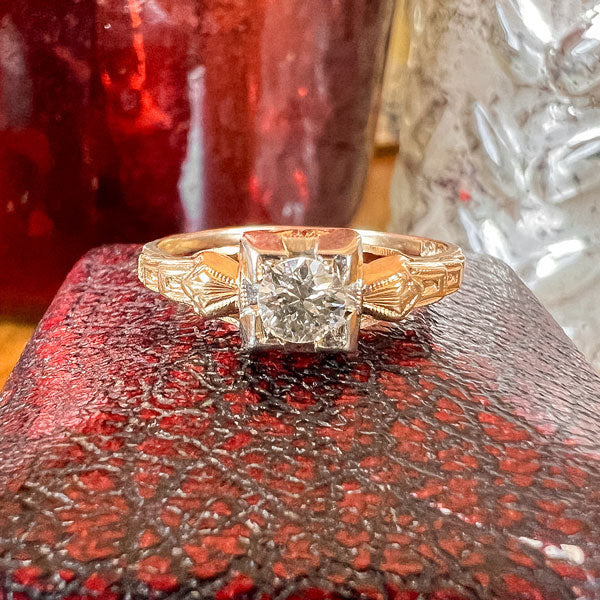 Art Deco Engagement Ring, Old Euro 0.32ct.