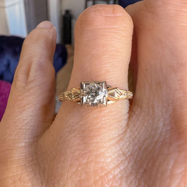 Art Deco Engagement Ring, Old Euro 0.32ct. - Image 2