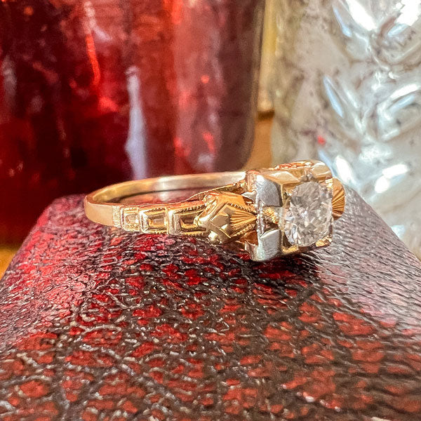 Art Deco Engagement Ring, Old Euro 0.32ct. - Image 3