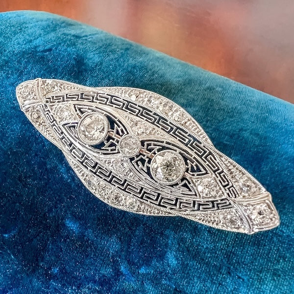 Art Deco Filigree Diamond Brooch - Image 2