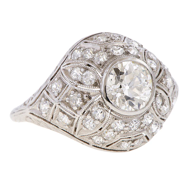 Art Deco Filigree Engagement Ring, Old Euro 0.80ct. - Image 2