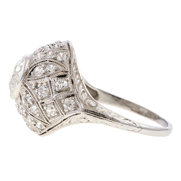 Art Deco Filigree Engagement Ring, Old Euro 0.80ct. - Image 3