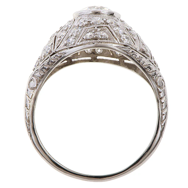 Art Deco Filigree Engagement Ring, Old Euro 0.80ct. - Image 4