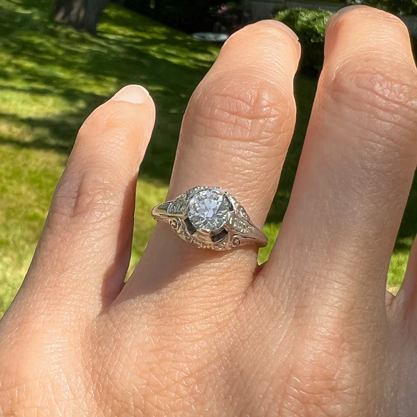 Art Deco Filigree Engagement Ring, TRB 0.72ct. - Image 2