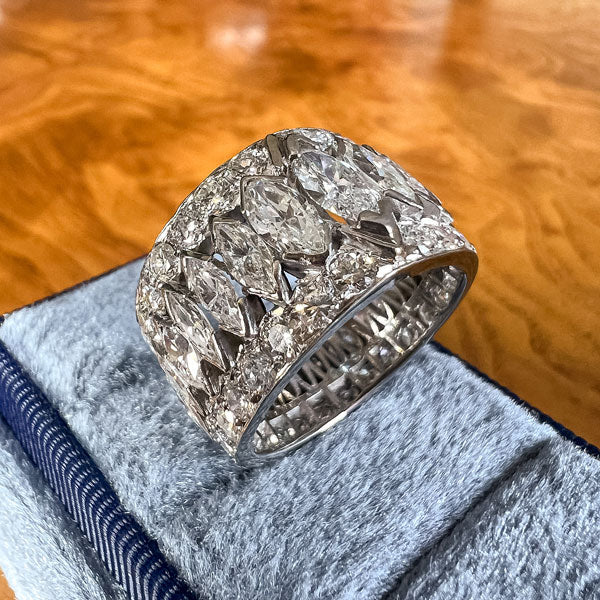Art Deco Marquise Diamond Wide Eternity Band, Size 6 3/4 - Image 3