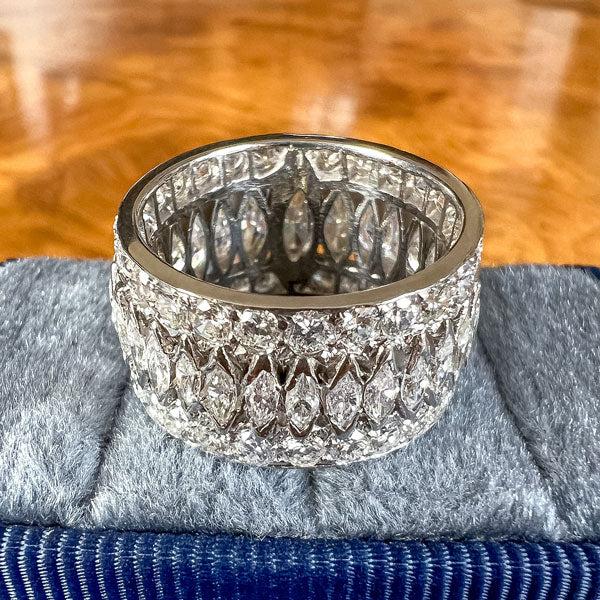 Art Deco Marquise Diamond Wide Eternity Band, Size 6 3/4 - Image 4