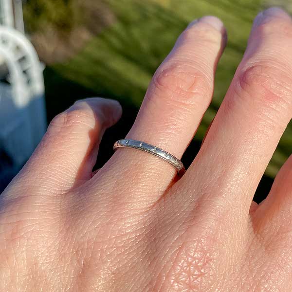Art Deco Patterned Wedding Band, Size 7 1/4 - Image 3