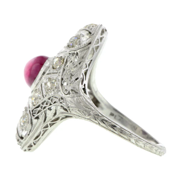 Art Deco Ruby & Diamond Dinner Ring - Image 3