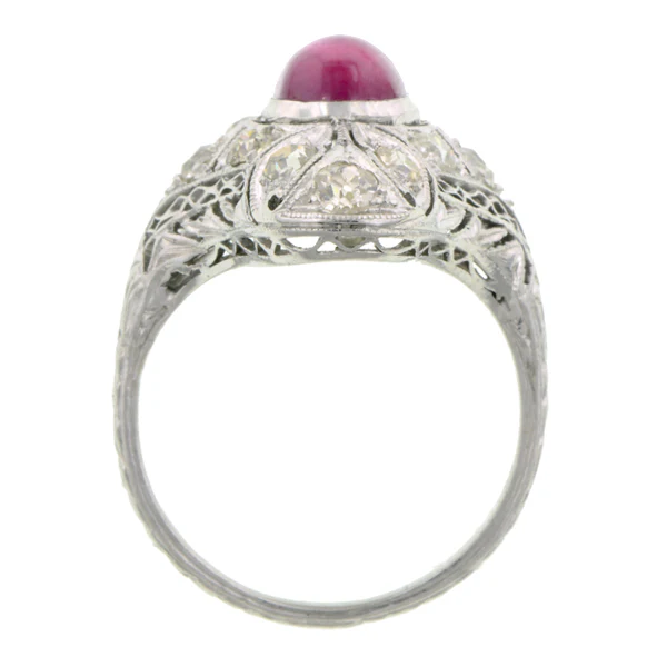 Art Deco Ruby & Diamond Dinner Ring - Image 4