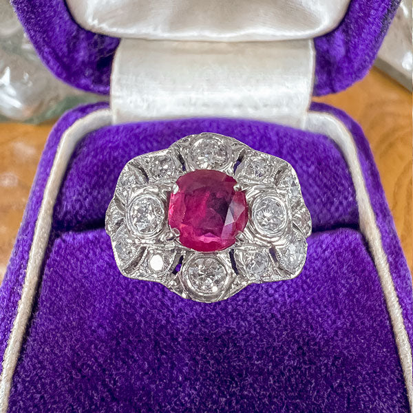Art Deco Ruby & Diamond Ring, 1.04ct.