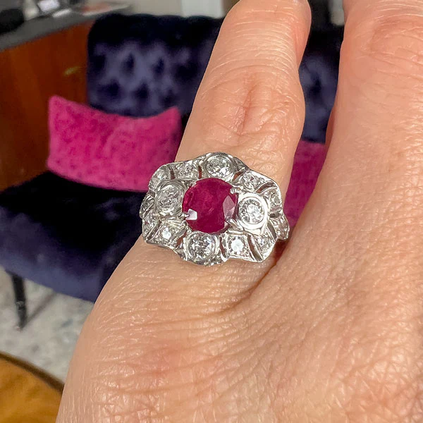 Art Deco Ruby & Diamond Ring, 1.04ct. - Image 2