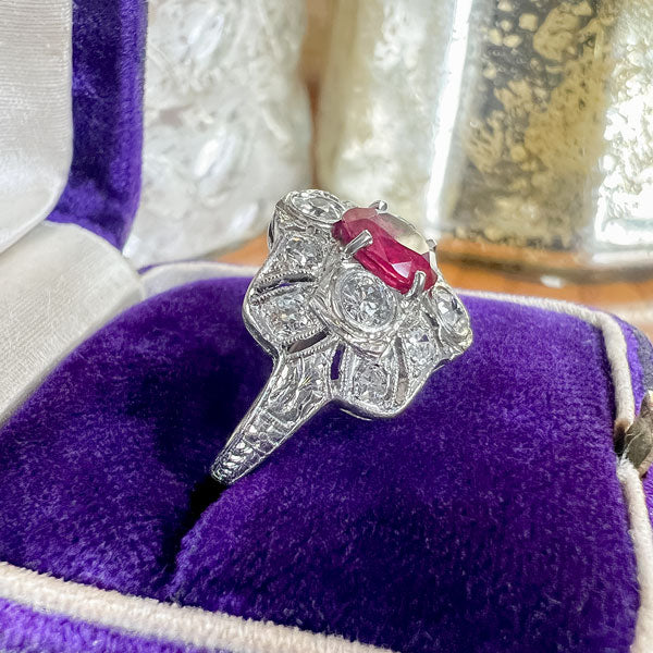 Art Deco Ruby & Diamond Ring, 1.04ct. - Image 4