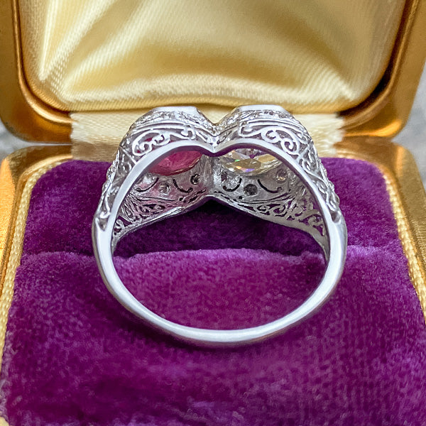 Art Deco Ruby & Diamond Twin Stone Ring - Image 4