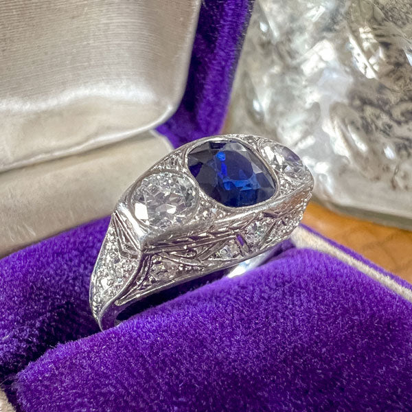 Art Deco Sapphire & Diamond Ring - Image 4