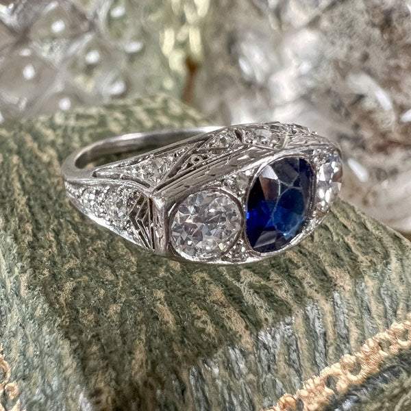 Art Deco Sapphire & Diamond Ring - Image 5