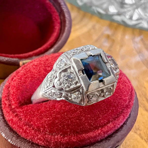 Art Deco Sapphire & Diamond Ring - Image 3