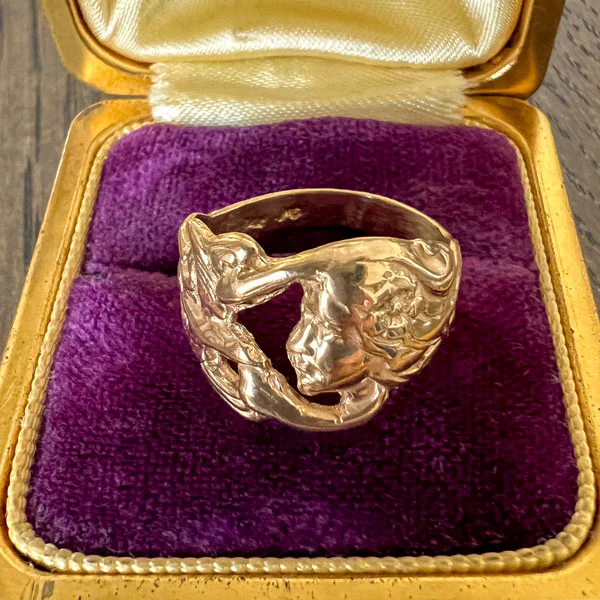 Art Nouveau Style Lady Profile Ring - Image 3