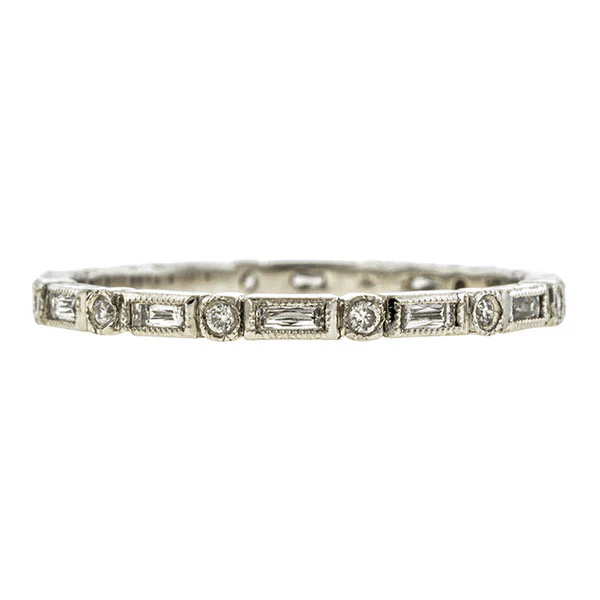 Baguette & Round Diamond Eternity Wedding Band Ring