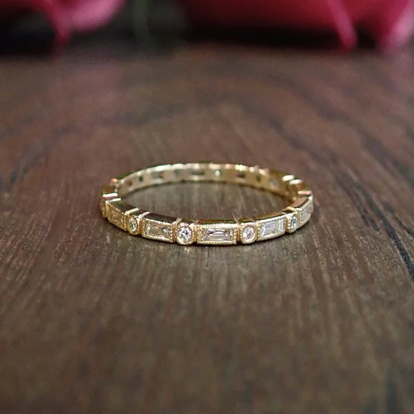 Baguette & Round Diamond Eternity Band Ring - Image 2