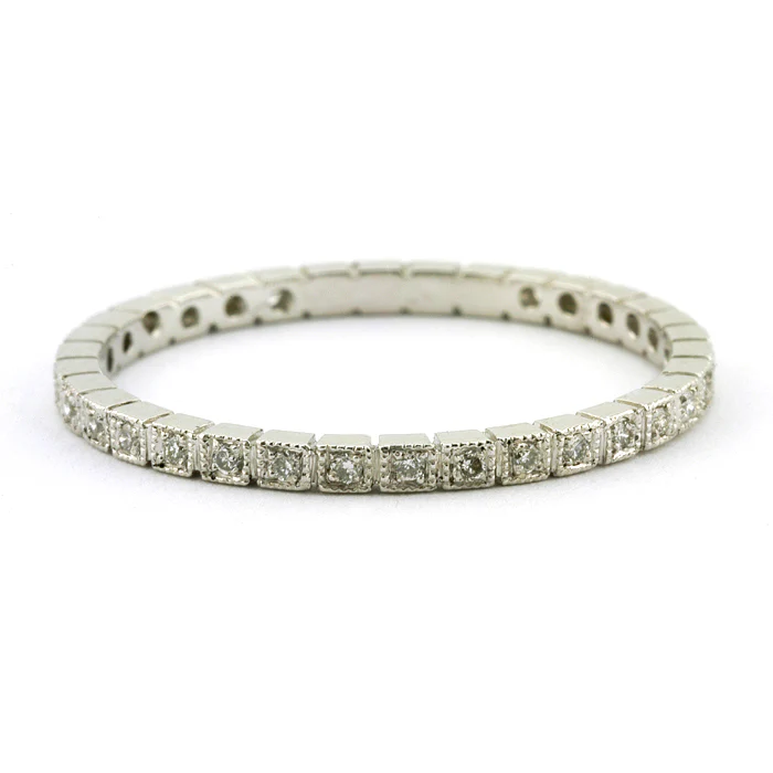 Square Pattern Diamond Eternity Wedding Band Ring