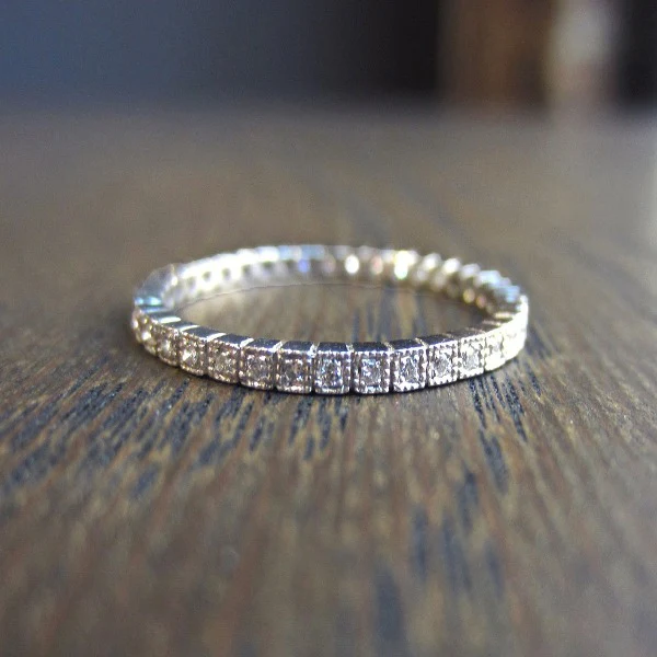 Square Pattern Diamond Eternity Wedding Band Ring - Image 2
