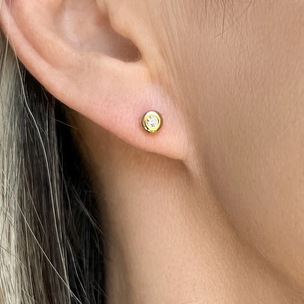 Bezel Set Diamond Stud Earrings, 0.10ctw. - Image 2