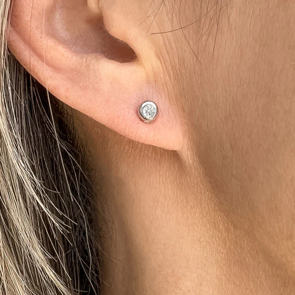Bezel Set Diamond Stud Earrings, 0.10ctw. - Image 4